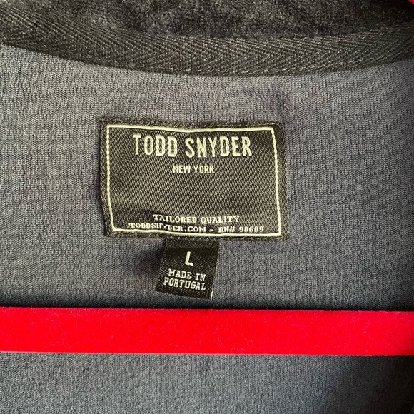 Todd Snyder Navy Blue Velour Long Sleeve Polo Shirt Size L - Picture 5 of 5